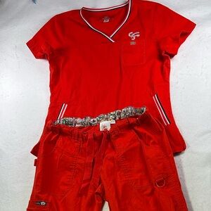 Limited Edition Koi x Trix Red Cargo Scrub Set